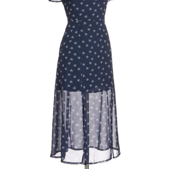 Navy Midi Sheath Dress with Double Slits - Picture 2 of 4